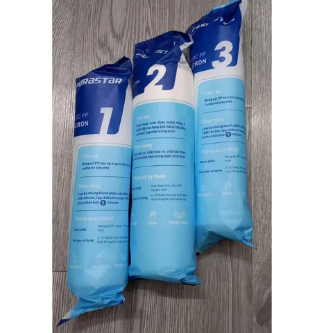 Bộ 3 Lõi Lọc Nước Purastar 123 Chính Hãng - Lọc Thô Bảo Vệ Màng RO - Bộ Lõi Đa Năng Cho Hệ Thống Lọc Nước Gia Đình