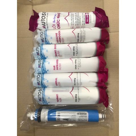 Bộ 7 Lõi Lọc Nước MUTOSI 45678910 - Lõi RO, T33, MINERAL, FAR INFRARED, NANO SILVER, ALKALINE HYDROGEN, BIO CERAMIC Chính Hãng cho Máy MP-6100HCE