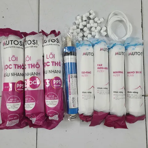 Bộ 8 Lõi Lọc Nối Nhanh Mutosi Chính Hãng - Thay Thế Máy Lọc Nước MP-350-BKQ - Lõi Đúc Chất Lượng Cao