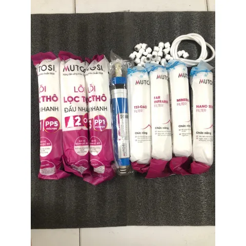 Bộ 8 Lõi Lọc Nối Nhanh Mutosi Chính Hãng - Thay Thế Máy Lọc Nước MP-350-BKQ - Lõi Đúc Chất Lượng Cao