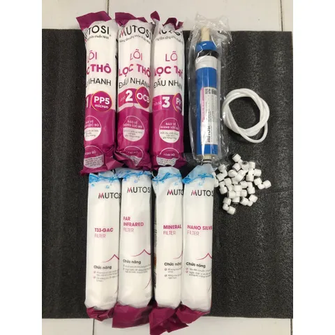 Bộ 8 Lõi Lọc Nối Nhanh Mutosi Chính Hãng - Thay Thế Máy Lọc Nước MP-350-BKQ - Lõi Đúc Chất Lượng Cao