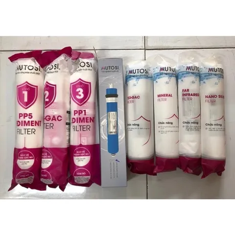 Bộ 8 Lõi Lọc Nối Nhanh Mutosi Chính Hãng - Thay Thế Máy Lọc Nước MP-350-BKQ - Lõi Đúc Chất Lượng Cao
