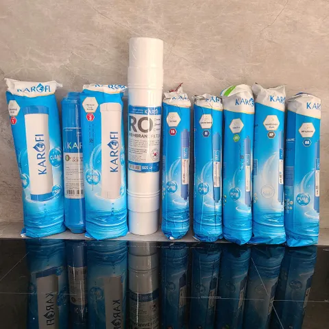 Bộ 9 lõi lọc nước Karofi chính hãng cho máy E9RO - RO 100GPD, OCB-GAC, T33, Nano Silver, Alkaline - Giải pháp nước sạch tuyệt vời cho gia đình