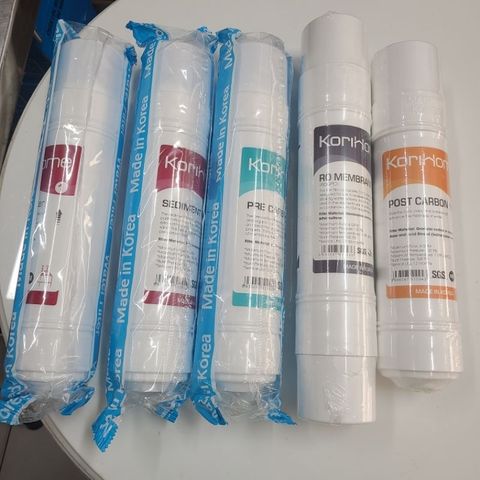 Bộ 5 Lõi Lọc Nước Korihome - 2 Lõi Sediment, Precarbon, Màng RO 80GPD, Lõi Postcarbon Thay Thế Máy WPK-612