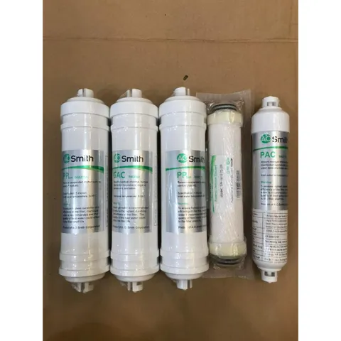 Combo Trọn Bộ 5 lõi lọc AO.Smith 12345 - Chính hãng -Loại bỏ 99,9% các tạp chất, kim loại nặng, vi khuẩn -Uống trực tiêp