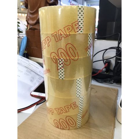 Băng Keo Trong 200YA - 6 Cuộn 50 Mic Cân Nặng 2Kg, Dùng Cho Đóng Gói Hàng Hóa Nhanh Chóng, Chất Liệu BOPP Trong Suốt