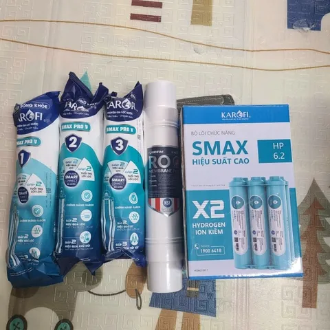 Bộ 10 lõi lọc nước Karofi cho máy KAQ-X26 - Lõi 123 Smax Pro V và màng RO 100GPD USA, hàng chính hãng