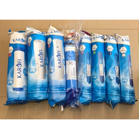 Combo 8 Lõi Lọc Nước Karofi Chính Hãng - Bộ Bảy Lõi Smax Duo, RO, T33, Khoáng, Hồng Ngoại, Nano Bạc, Giải Khát An Toàn