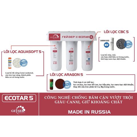 Lõi Lọc Nước Geyser Ecotar 5 Chính Hãng - Khả Năng Lọc Sạch Vi Khuẩn và Kim Loại Nặng - Thay Thế Dễ Dàng từ Nga