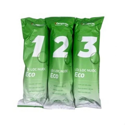 Bộ 3 Lõi Lọc Thô Kangaroo 123 ECO - Bộ Lõi Thay Thế Máy Lọc Nước RO Chính Hãng, Loại Bỏ Tạp Chất, Mùi Hôi, Bảo Vệ Màng RO