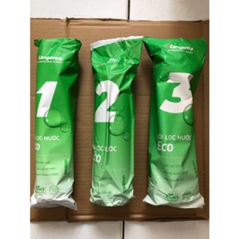 Bộ 3 Lõi Lọc Thô Kangaroo 123 ECO - Bộ Lõi Thay Thế Máy Lọc Nước RO Chính Hãng, Loại Bỏ Tạp Chất, Mùi Hôi, Bảo Vệ Màng RO
