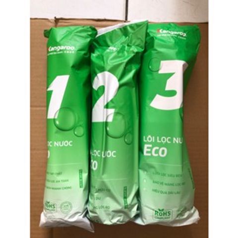 Bộ 3 Lõi Lọc Thô Kangaroo 123 ECO - Bộ Lõi Thay Thế Máy Lọc Nước RO Chính Hãng, Loại Bỏ Tạp Chất, Mùi Hôi, Bảo Vệ Màng RO