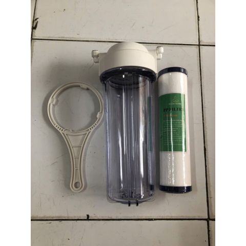 Cốc lọc nước thô 10 inch kèm lõi bông PP 5 micron - Giúp loại bỏ tạp chất cho nguồn nước sạch, thiết bị lọc nước gia đình