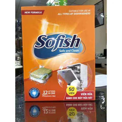 Viên rửa chén bát SOFISH 50 viên chính hãng - Tẩy rửa hiệu quả cho máy rửa chén Bosch, Teka, Hafele và nhiều loại khác