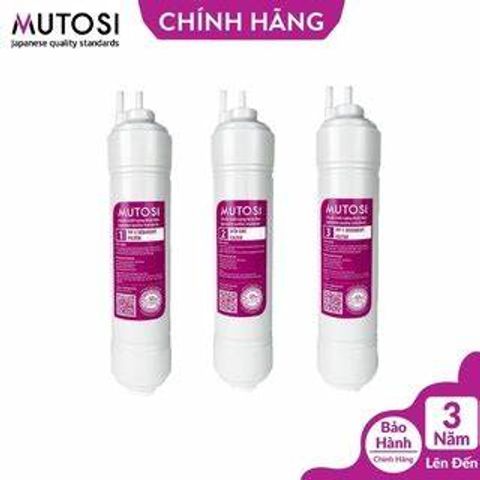 Bộ 3 Lõi Đúc 123 Nối Nhanh Mutosi - Bảo Vệ Màng RO, Loại Bỏ Tạp Chất, Clo, Mùi Lạ Trong Nước, Thay Thế Máy MP-370U, MP-1101, MP-192, MP-390U