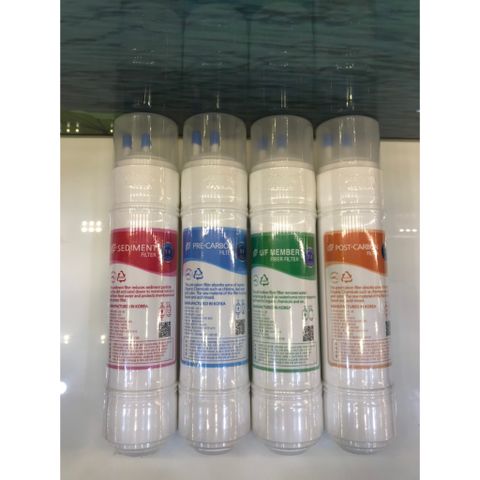 Bộ 4 Lõi Lọc đầu U : [SEDIMENT ,PRE CARBON ,UF MEMBER,POST CARBON] - dùng cho máy lọc nước Nhập khẩu Hàn Quốc korea