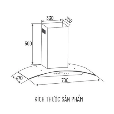 Máy hút mùi kính cong Canzy CZ - KC3870B  |Kích thước 70cm | Điều khiển cảm ứng hoặc cảm biến vẫy tay | Bảo hành 3 năm