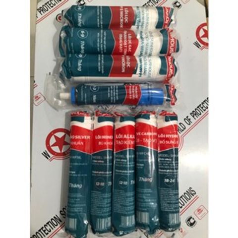 Bộ 9 Lõi Lọc Nước Đúc SUNHOUSE - Thay thế cho SHA76215CK, SHA8827K - Lõi GAC, RO, Nano Silver, Alkaline, Hydrogen, Mineral