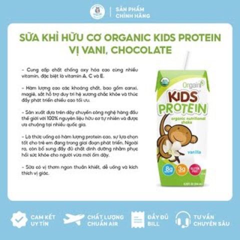 Sữa Khỉ Orgain Kids Protein Hữu Cơ - Thùng 12/24 Hộp Dinh Dưỡng Cao Cấp, Giúp Bé Phát Triển Khỏe Mạnh, Không Táo Bón