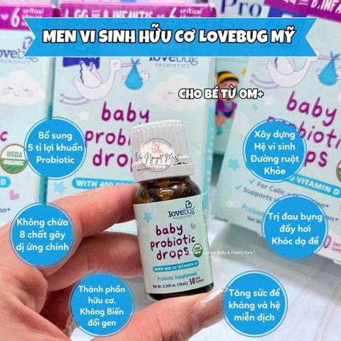 Men vi sinh Lovebug cho bé sơ sinh dưới 1 tuổi - Cốm lợi khuẩn có vitamin D, hỗ trợ tiêu hóa và miễn dịch