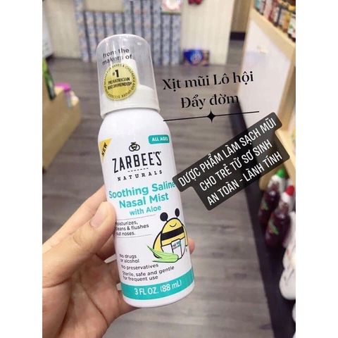 Xịt Mũi Vô Trùng Zarbee Natural 88ml - An Toàn Cho Bé, Làm Sạch Khoang Mũi, Giảm Nghẹt Mũi, Hương Nho Thích Thú