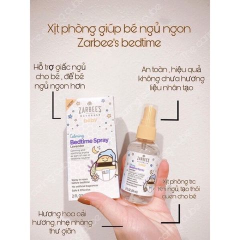 [ Hàng Mỹ ] Xịt phòng ngủ ngon cho bé Zarbee's Calming Bedtime Spray - 59ml