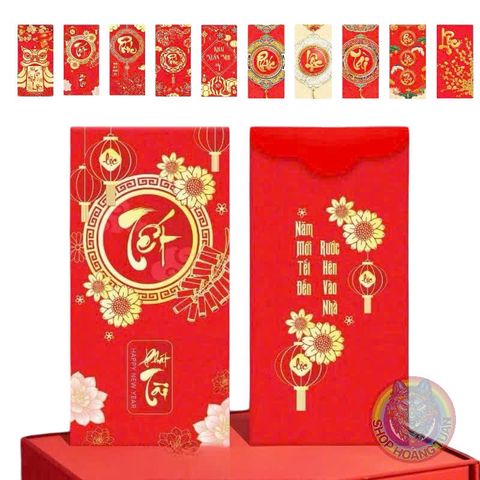 Set 50/100 Bao Lì Xì Đỏ Mừng Tuổi - Giấy Dày Tươi Sáng, Nhiều Mẫu Đẹp Cho Tết Nguyên Đán - Quà Tặng May Mắn Năm Mới