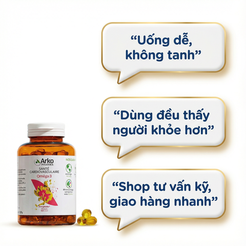 Viên Uống Dầu Cá Arkopharma Omega 3 - Hỗ Trợ Tim Mạch, Bổ Não và Cải Thiện Thị Lực - Hộp 180 Viên