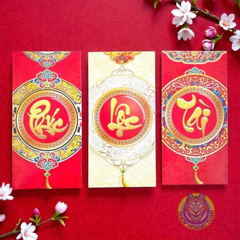Set 50/100 Bao Lì Xì Truyền Thống Phúc Lộc Tài - Bao Lì Xì Tết Nguyên Đán Cao Cấp, Quà Tặng May Mắn