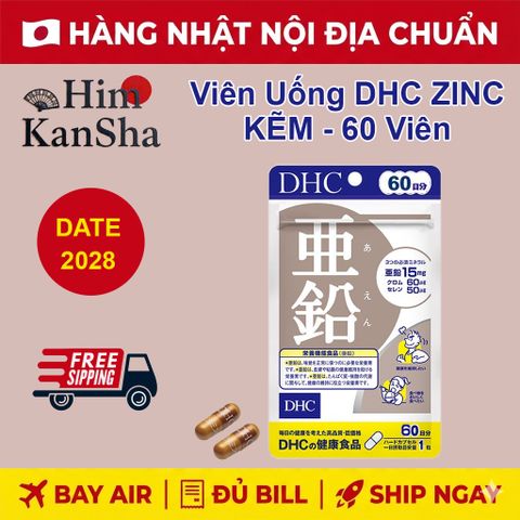 Viên Uống Bổ Sung Kẽm DHC Zinc Nhật Bản - 60 Viên Hỗ Trợ Sức Khỏe, Đầy Đủ Khoáng Chất Bổ Sung Hàng Ngày