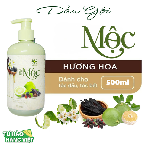 [MUA 1 TẶNG 1] Dầu Gội Cao Cấp MỘC AN 500ml - Chiết Xuất Dầu Bưởi, Bồ Kết, Hương Nhu, Dâu Tằm - Tự Nhiên Giảm Rụng Tóc, Dưỡng Ẩm Da Đầu