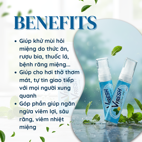 Xịt Thơm Miệng Vfresh 10ml - Giải Pháp Khử Mùi Hiệu Quả, Hơi Thở Thơm Mát, Dễ Dàng Mang Theo Ở Mọi Nơi