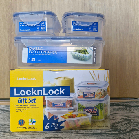 Bộ 3 Hộp Bảo Quản Thực Phẩm LocknLock Classic - 1L & 2x350ml, Nhựa PP An Toàn, Thiết Kế Chống Thẩm Thấu, Dùng Để Tủ Lạnh & Lò Vi Sóng