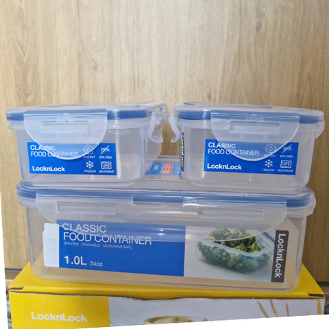 Bộ 3 Hộp Bảo Quản Thực Phẩm LocknLock Classic - 1L & 2x350ml, Nhựa PP An Toàn, Thiết Kế Chống Thẩm Thấu, Dùng Để Tủ Lạnh & Lò Vi Sóng