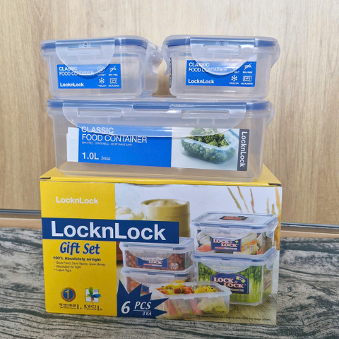 Bộ 3 Hộp Bảo Quản Thực Phẩm LocknLock Classic - 1L & 2x350ml, Nhựa PP An Toàn, Thiết Kế Chống Thẩm Thấu, Dùng Để Tủ Lạnh & Lò Vi Sóng