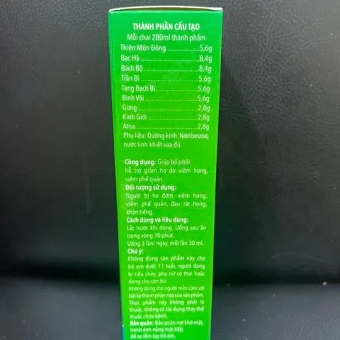 Dung Dịch Uống Thiên Môn Bổ Phổi Bình Đông 280ML - Giảm Ho, Đau Họng, Hỗ Trợ Sức Khỏe Hô Hấp Cho Trẻ Em 3-13 Tuổi