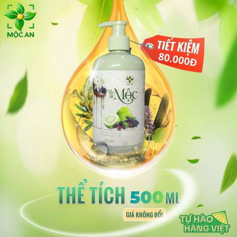 [ MUA 1 TẶNG 1 ] Dầu Gội MỘC AN 500ml - Chiết Xuất Bưởi, Bồ Kết, Hương Nhu Hỗ Trợ Mọc Tóc và Giảm Rụng Tóc, Chăm Sóc Tóc Tự Nhiên