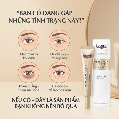 Kem Dưỡng Mắt Eucerin Hyaluron-Filler + Elasticity SPF20 15ml - Giảm Nếp Nhăn, Cải Thiện Đàn Hồi Da Mặt