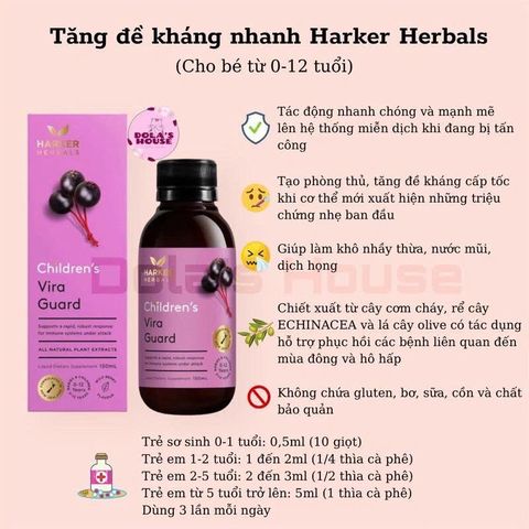 Siro Tăng Đề Kháng Harker Herbals Cho Trẻ 100ml - Giúp Cải Thiện Miễn Dịch, Tăng Cường Sức Khỏe Cho Bé Từ 1 Tuổi Trở Lên