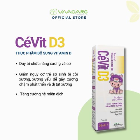 Giọt Vitamin D3 CéVit - Hỗ trợ xương chắc khỏe cho bé từ 0-8 tuổi, bổ sung đề kháng, xuất xứ Đức, dễ sử dụng