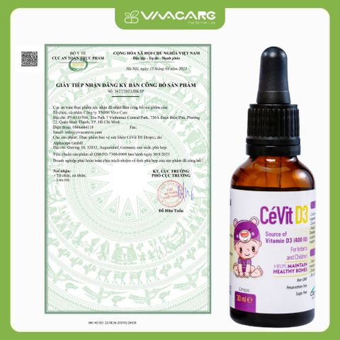 Giọt Vitamin D3 CéVit - Hỗ trợ xương chắc khỏe cho bé từ 0-8 tuổi, bổ sung đề kháng, xuất xứ Đức, dễ sử dụng