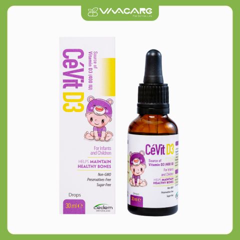 Giọt Vitamin D3 CéVit - Hỗ trợ xương chắc khỏe cho bé từ 0-8 tuổi, bổ sung đề kháng, xuất xứ Đức, dễ sử dụng