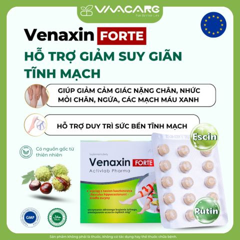 Viên Hỗ Trợ Giảm Suy Giãn Tĩnh Mạch Venaxin FORTE - Sản Phẩm Bảo Vệ Sức Khỏe Hỗ Trợ Lưu Thông Máu, Nhập Khẩu Nguyên Hộp