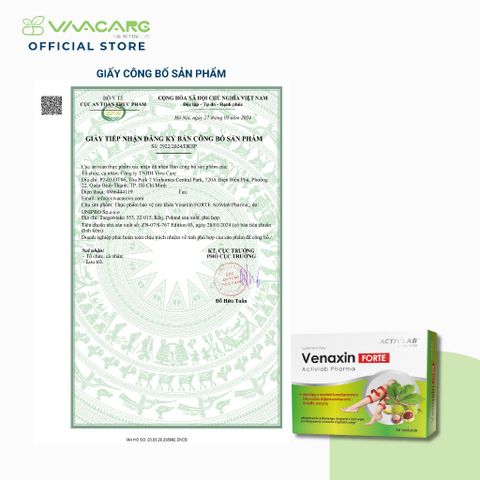 Viên Hỗ Trợ Giảm Suy Giãn Tĩnh Mạch Venaxin FORTE - Sản Phẩm Bảo Vệ Sức Khỏe Hỗ Trợ Lưu Thông Máu, Nhập Khẩu Nguyên Hộp