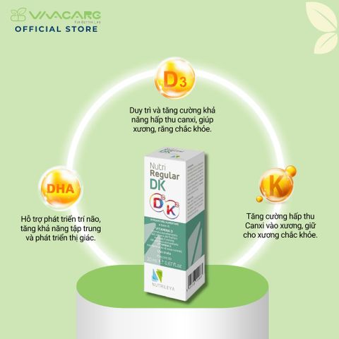 Siro Nutriregular DK Drops - Bổ Sung Vitamin D3 & K1 Từ Ý, Hỗ Trợ Xương Chắc Khỏe Cho Trẻ Và Người Lớn, Dạng Giọt Tiện Lợi
