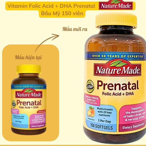 Vitamin Tổng Hợp Prenatal + Folic Acid + DHA 150 Viên - Hỗ Trợ Phát Triển Cho Mẹ Bầu và Thai Nhi - NatureMade Mỹ
