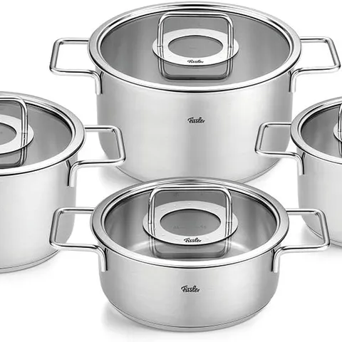 Bộ Nồi Fissler Pure Collection 4 Món Inox Cao Cấp, Nắp Kính, Được Sản Xuất Tại Đức - Dụng Cụ Nấu Ăn Đa Năng, An Toàn cho Mọi Loại Bếp