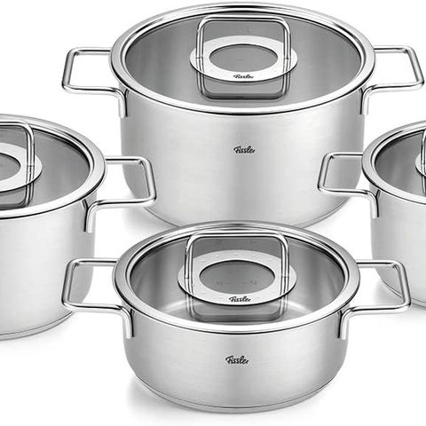 Bộ Nồi Fissler Pure Collection 4 Món Inox Cao Cấp, Nắp Kính, Được Sản Xuất Tại Đức - Dụng Cụ Nấu Ăn Đa Năng, An Toàn cho Mọi Loại Bếp