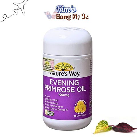 Tinh Dầu Hoa Anh Thảo Nature's Way Evening Primrose Oil 1000mg - Hỗ Trợ Cân Bằng Hormone & Da Khỏe Mạnh, 60 Viên
