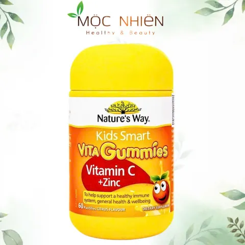 Kẹo dẻo Vitamin C + Kẽm Nature's Way Kids Smart Vita Gummies - Tăng cường sức đề kháng cho trẻ em, chai 60 viên nhai hương trái cây